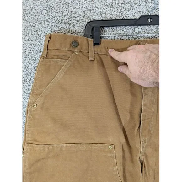 Carhartt Double Knee‎ Pants 42x32 Brown Duck Canvas Carpenter Dungaree Jeans B01